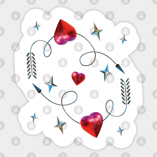 Hearts with arrows and stars Sticker by Voropaeva_visual